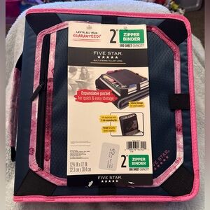 Five Star Navy and Magenta Zipper Binder with Carrying Strap Brand New!